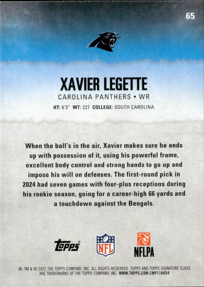 Xavier Legette card back