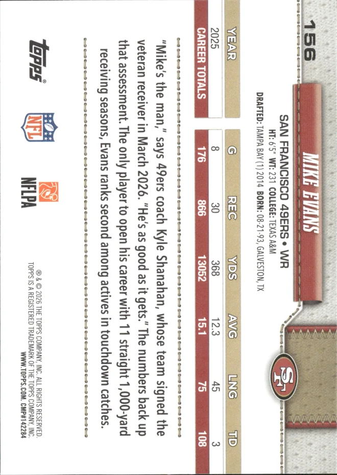 Mike Evans card back