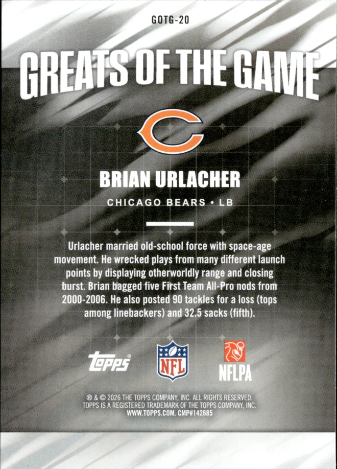 Brian Urlacher card back
