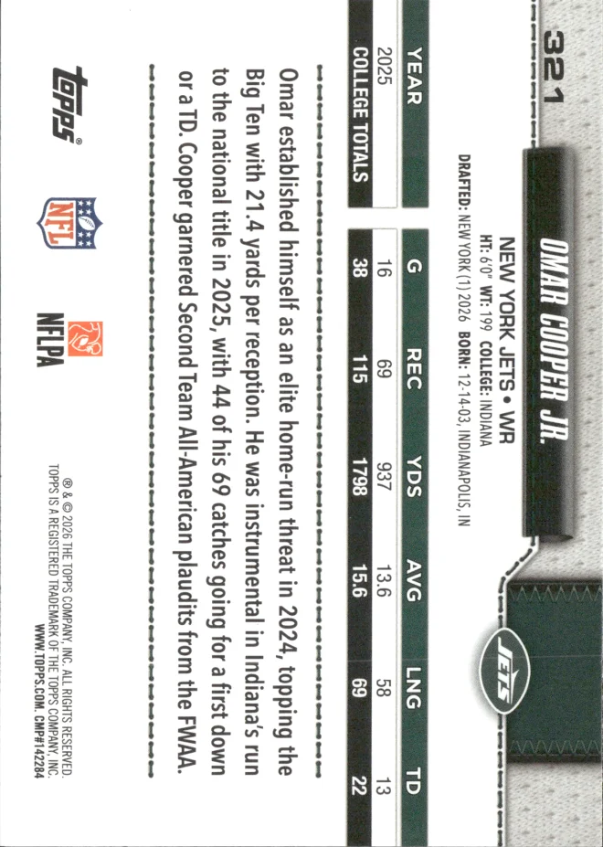 Omar Cooper Jr. card back