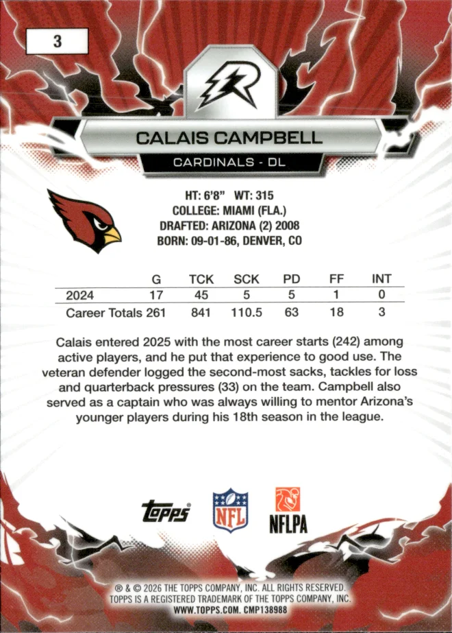 Calais Campbell card back
