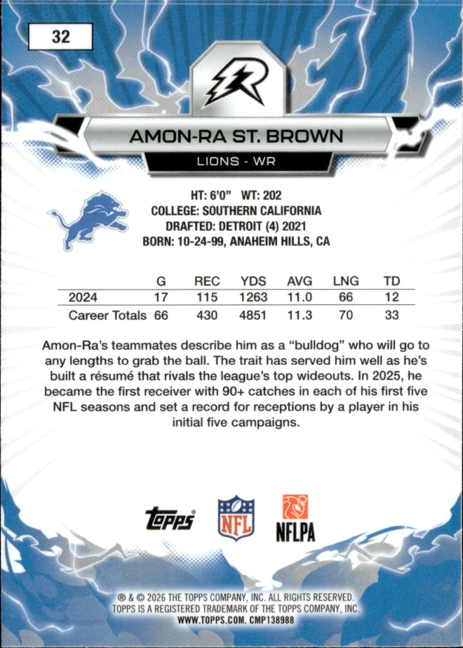 Amon-Ra St. Brown card back