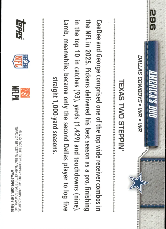 CeeDee Lamb / George Pickens card back