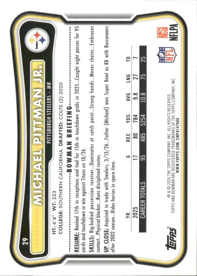 Michael Pittman Jr. card back