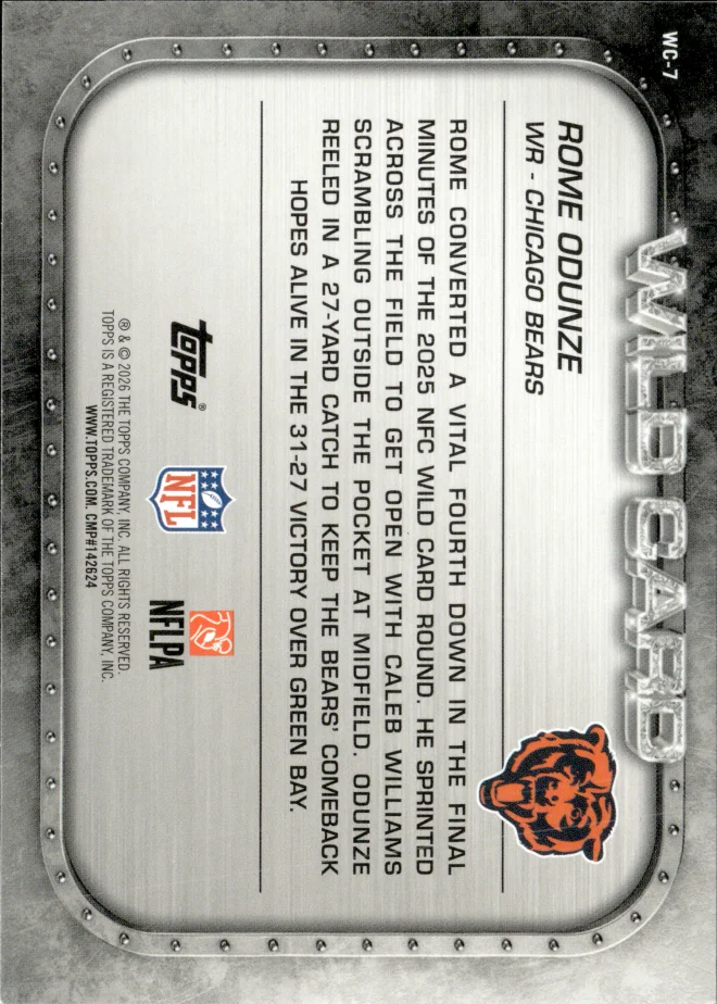 Rome Odunze card back