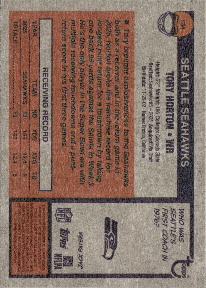 Tory Horton card back
