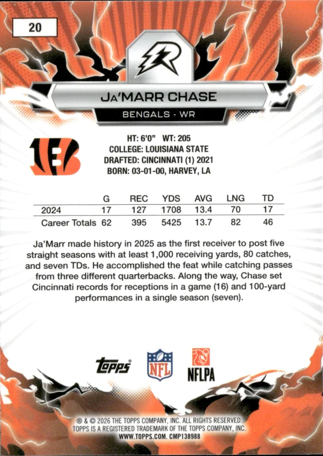 Ja'Marr Chase card back