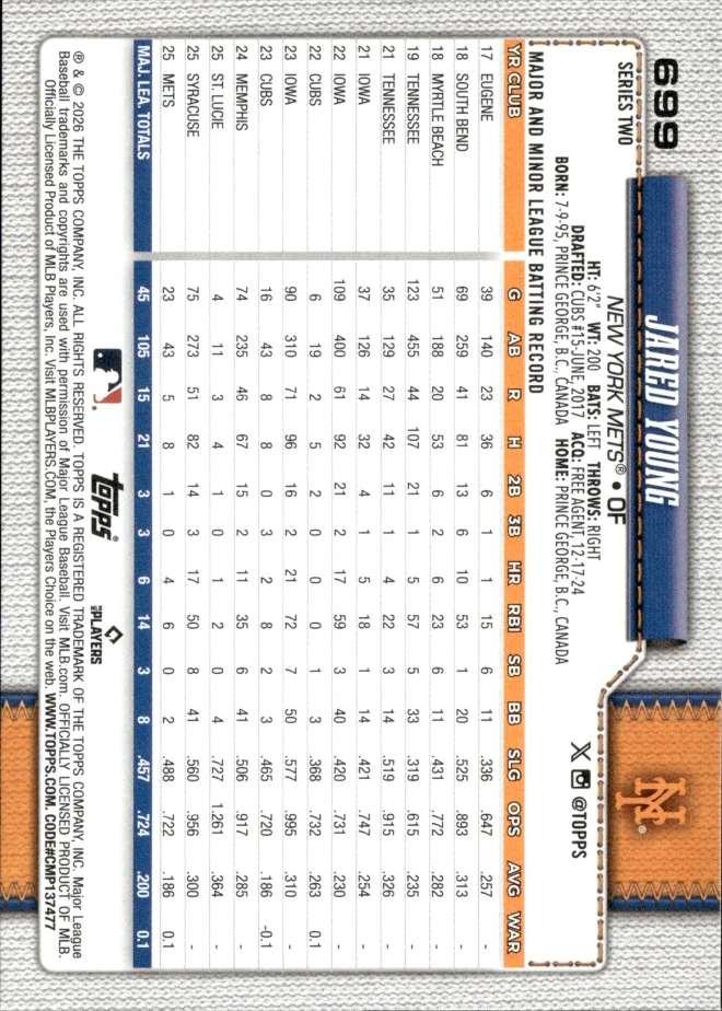 Jared Young card back