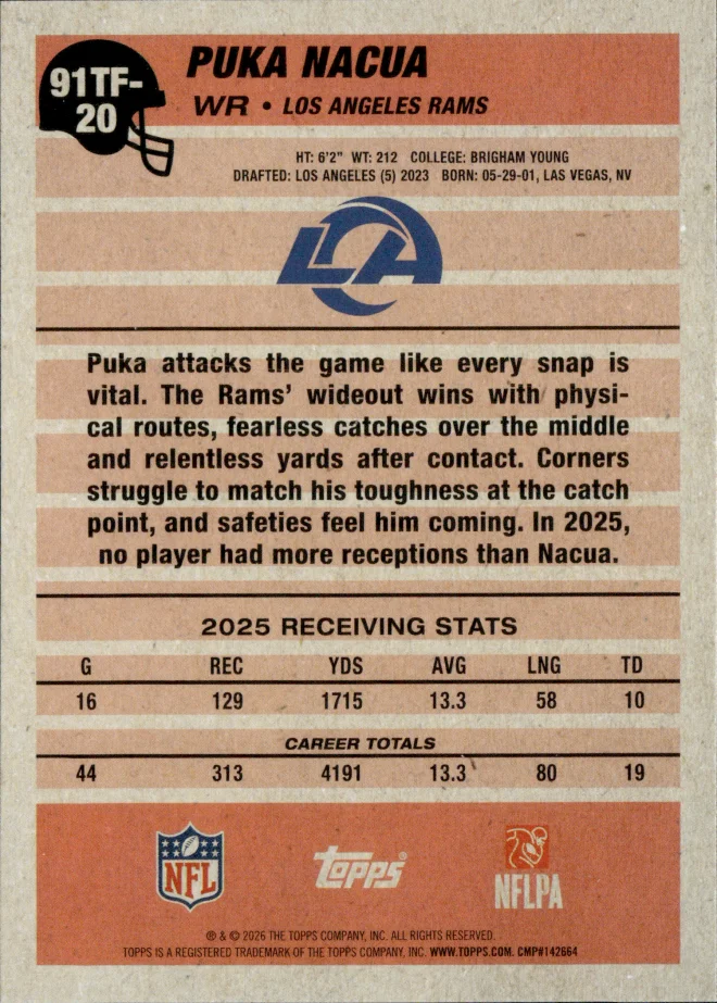 Puka Nacua card back