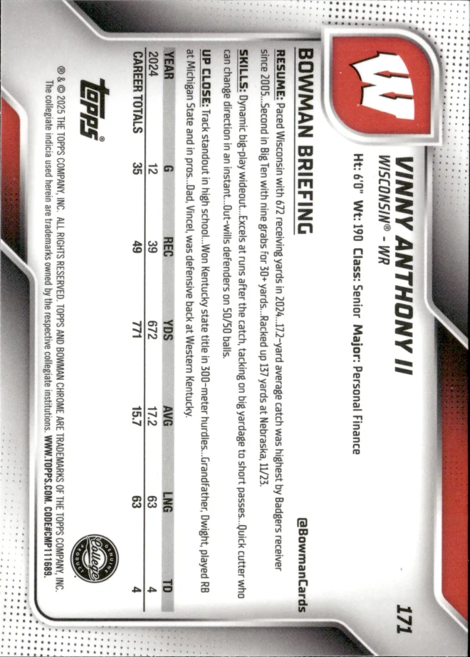 Vinny Anthony II card back