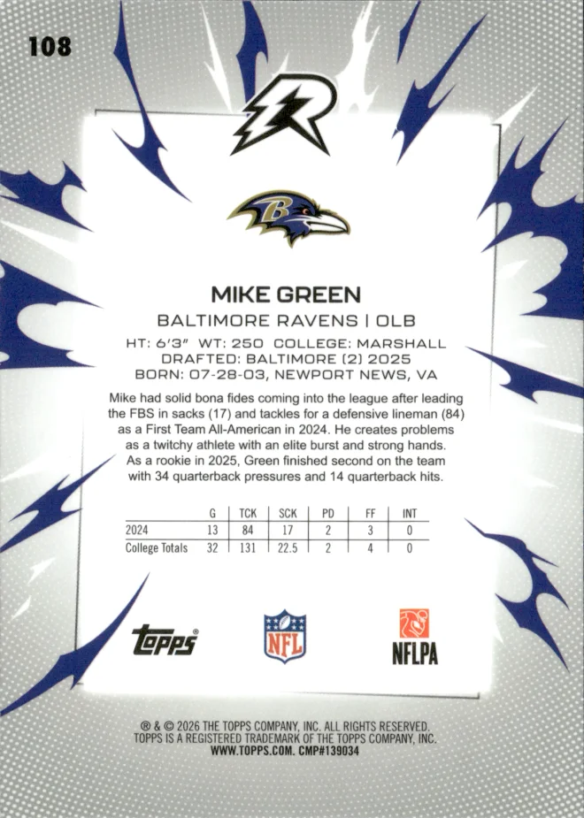 Mike Green card back