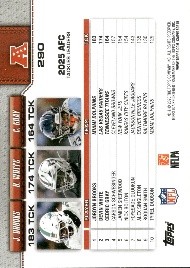 Jordyn Brooks / Devin White / Cedric Gray card back