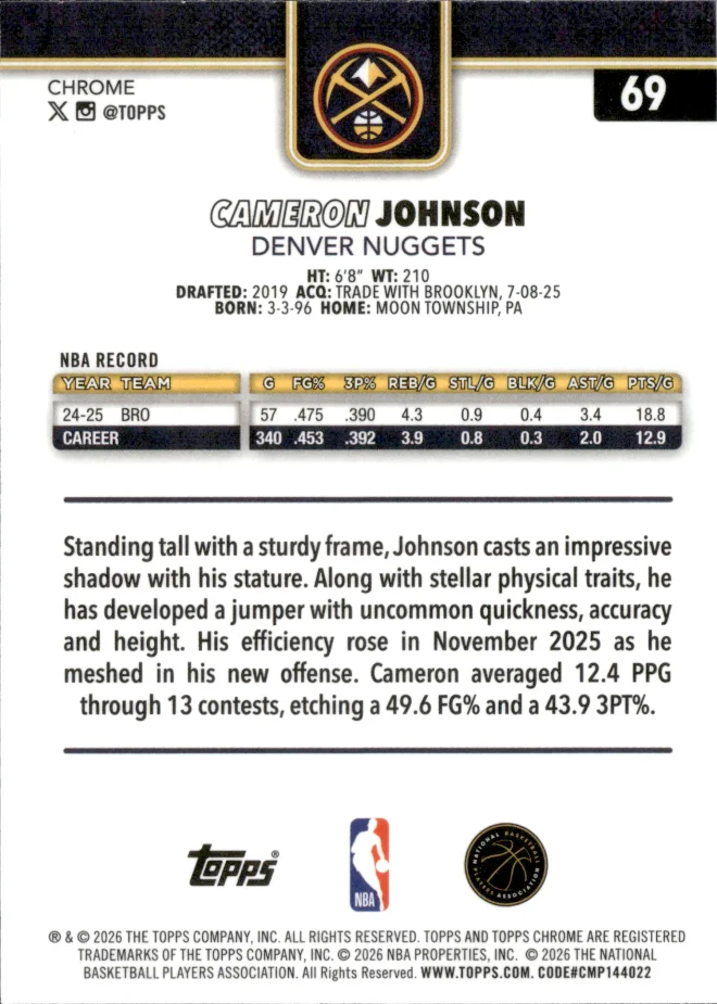 Cameron Johnson card back
