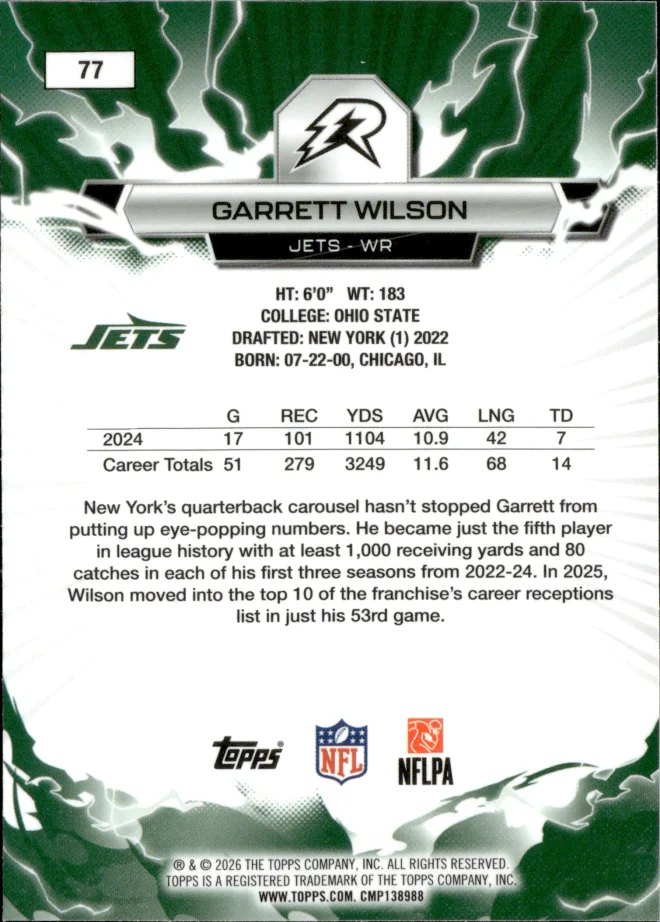 Garrett Wilson card back