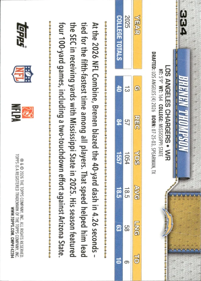 Brenen Thompson card back