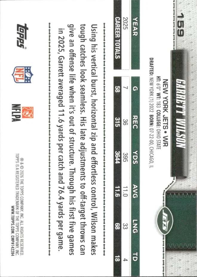 Garrett Wilson card back