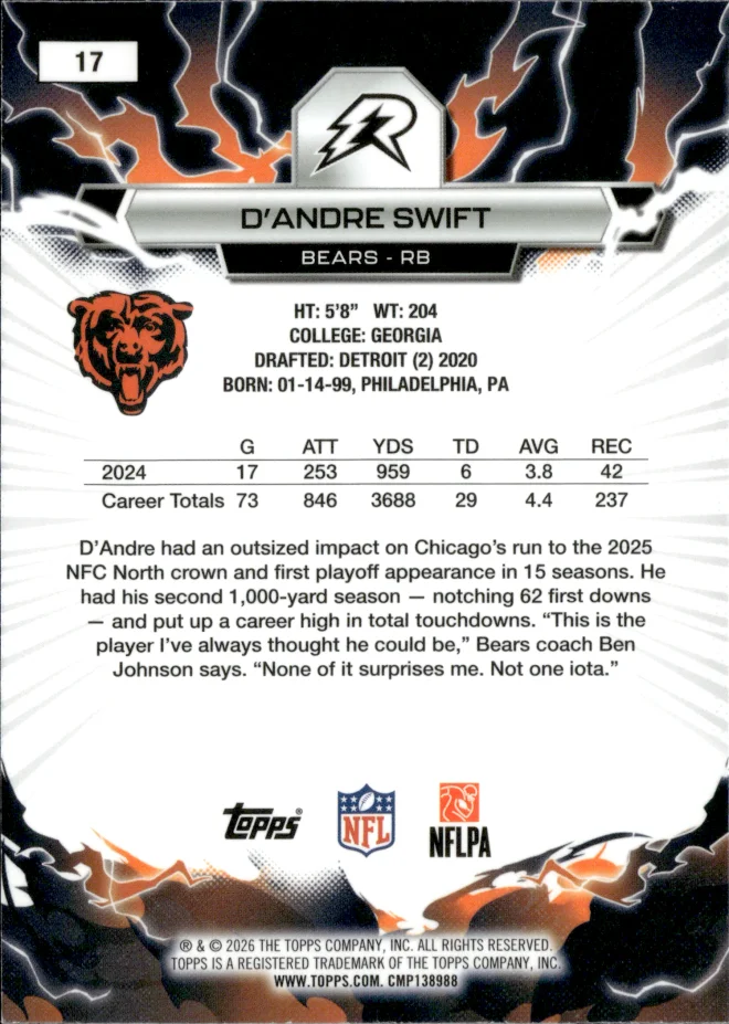 D'Andre Swift card back