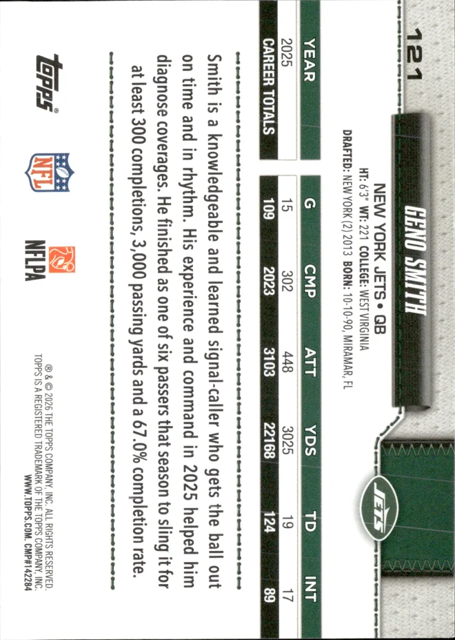 Geno Smith card back