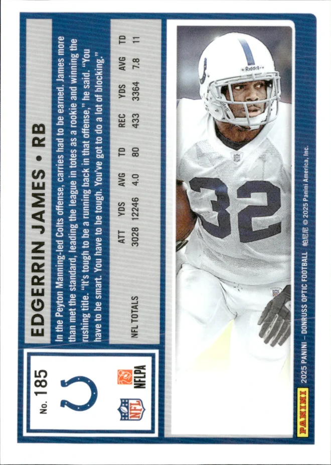 Edgerrin James card back