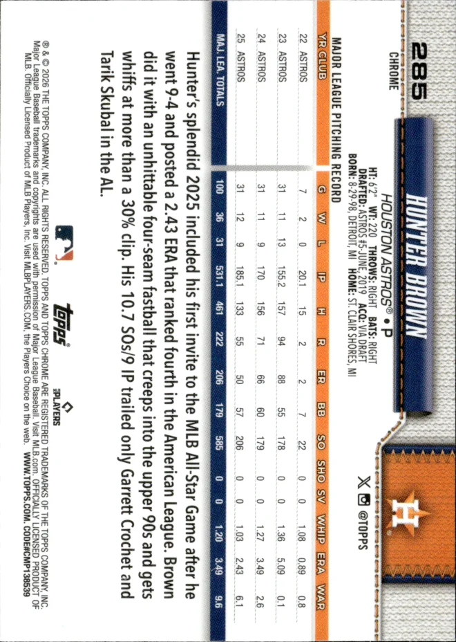 Hunter Brown card back