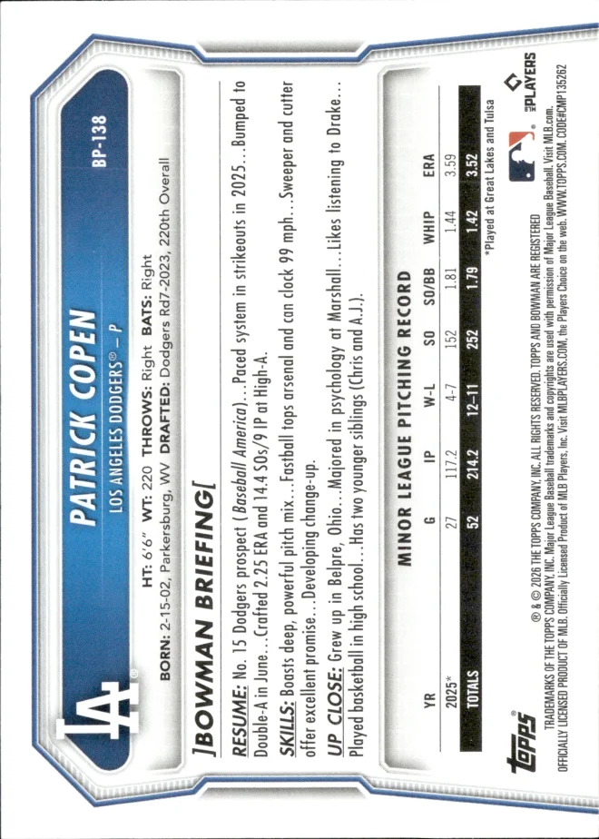 Patrick Copen card back