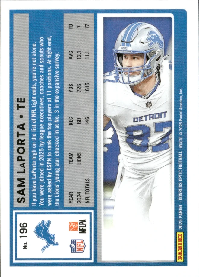 Sam LaPorta card back