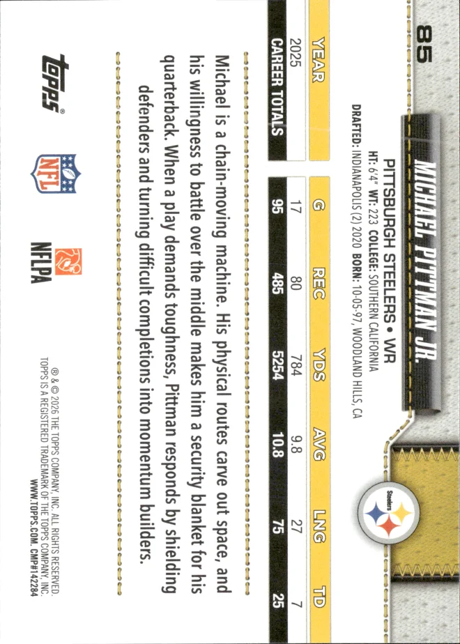 Michael Pittman Jr. card back