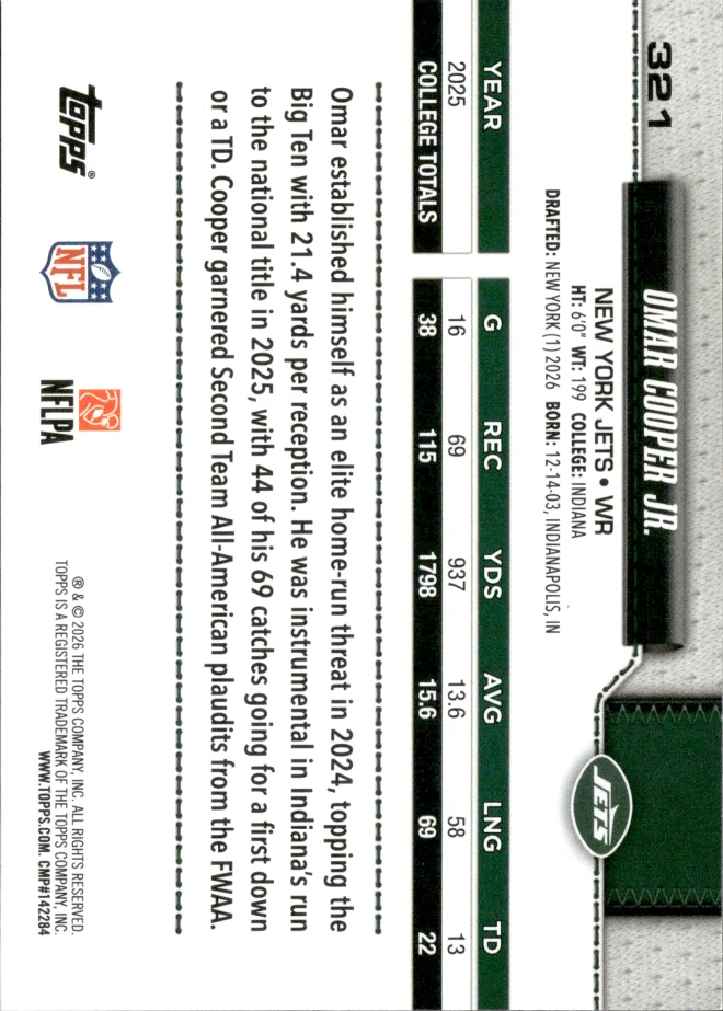Omar Cooper Jr. card back
