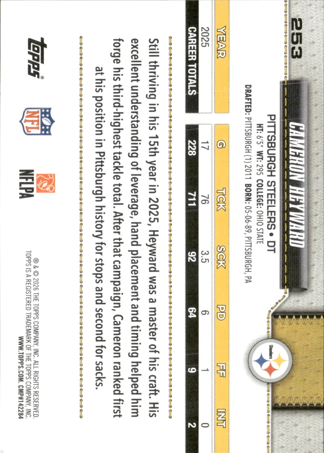 Cameron Heyward card back