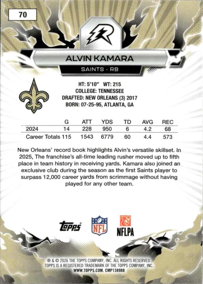 Alvin Kamara card back