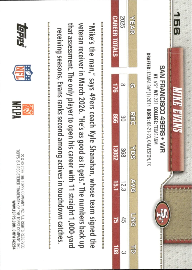 Mike Evans card back