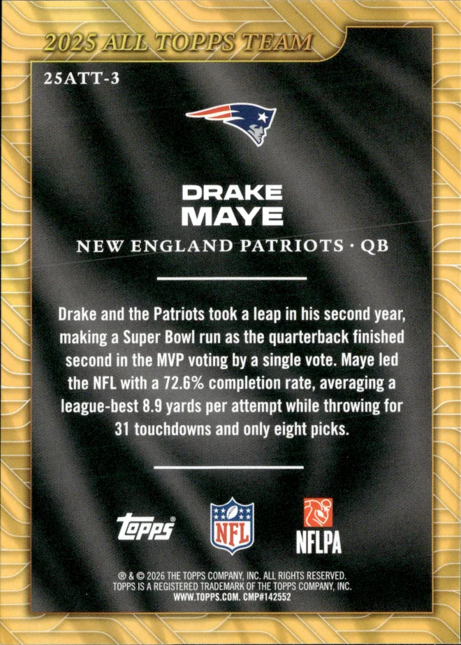 Drake Maye card back