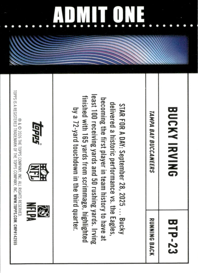 Bucky Irving card back