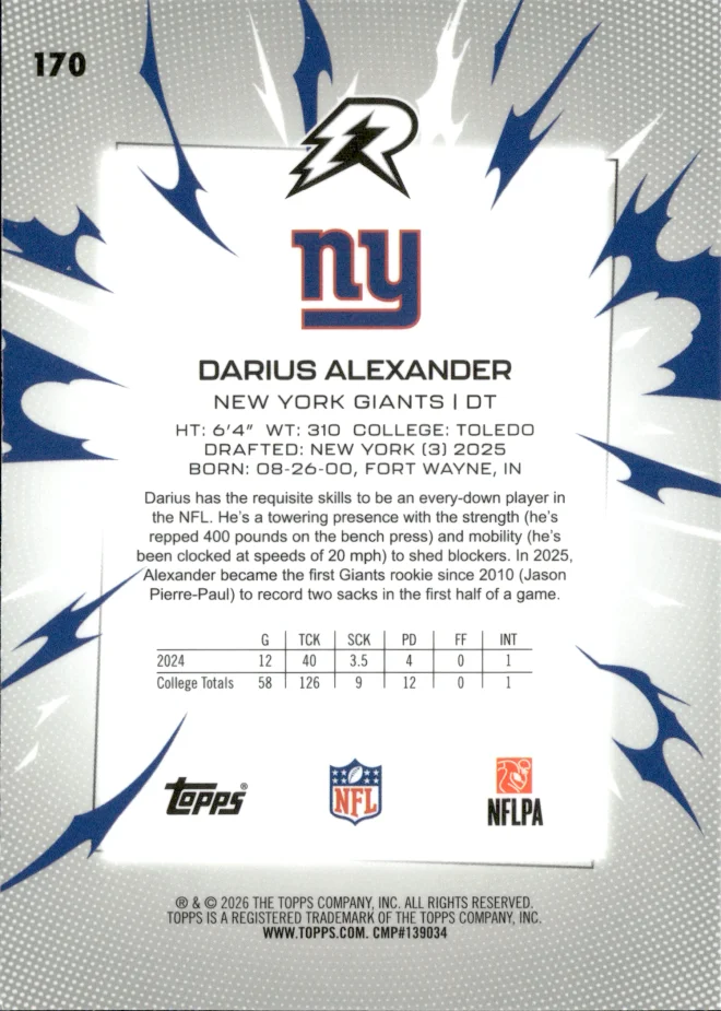 Darius Alexander card back