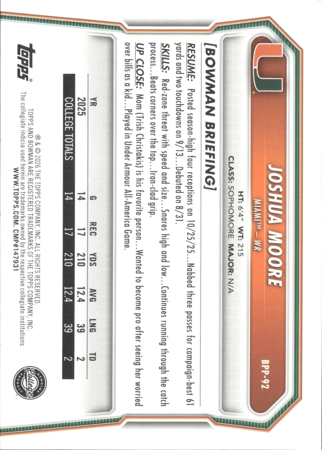 Joshua Moore card back