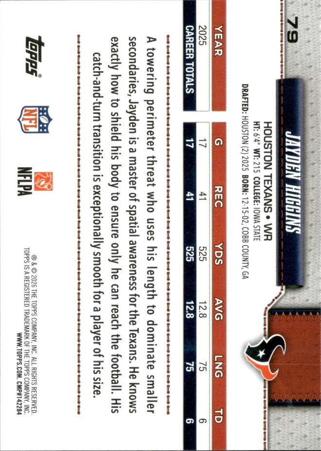 Jayden Higgins card back