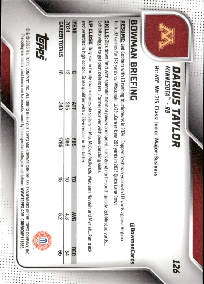 Darius Taylor card back