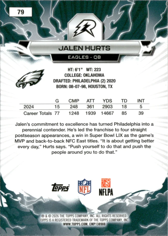 Jalen Hurts card back