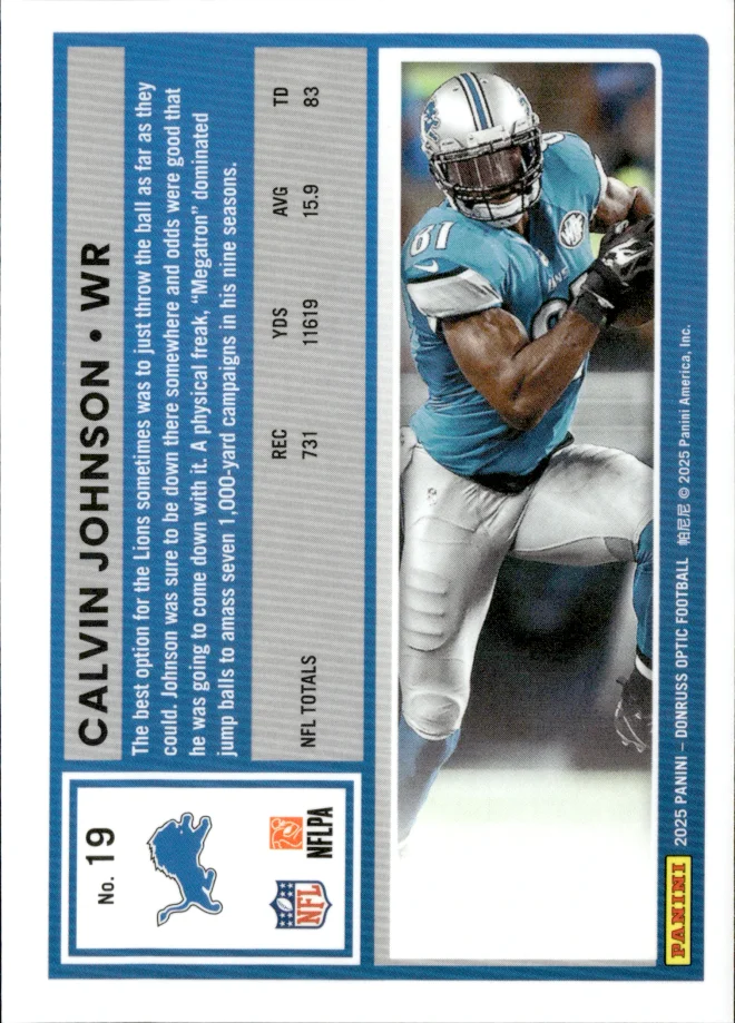 Calvin Johnson card back