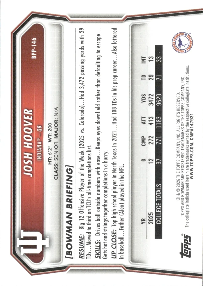 Josh Hoover card back