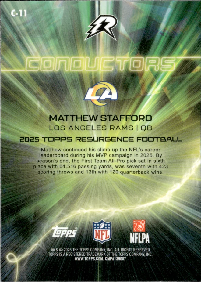Matthew Stafford card back
