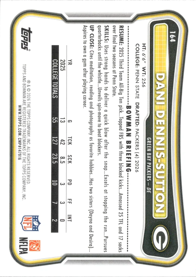 Dani Dennis-Sutton card back