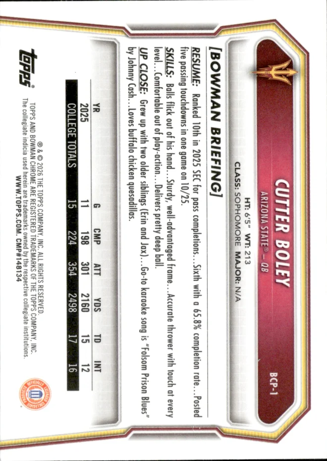 Cutter Boley card back