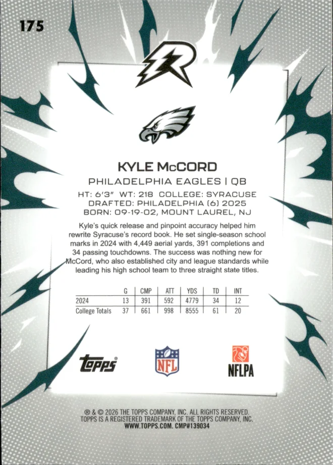Kyle McCord card back