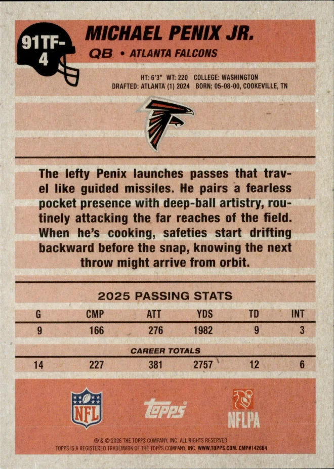 Michael Penix Jr. card back