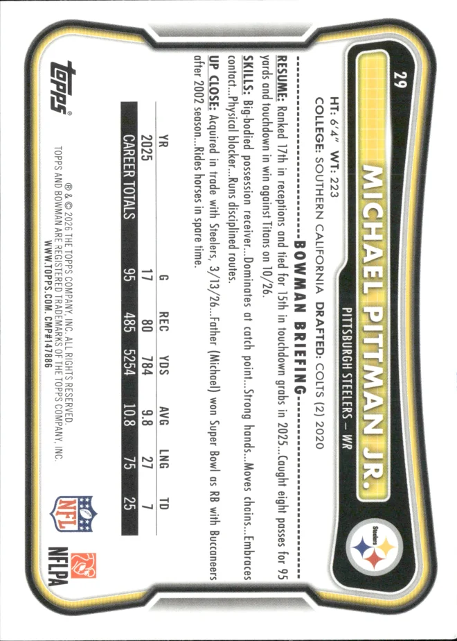 Michael Pittman Jr. card back