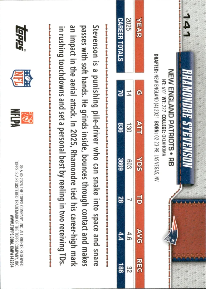 Rhamondre Stevenson card back