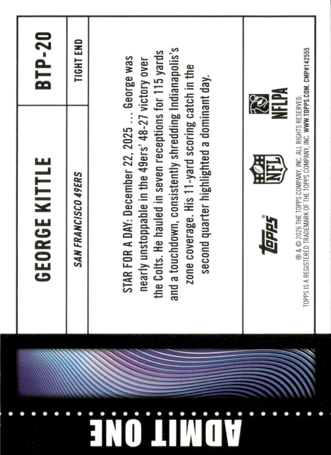 George Kittle card back