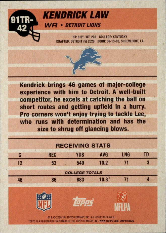 Kendrick Law card back