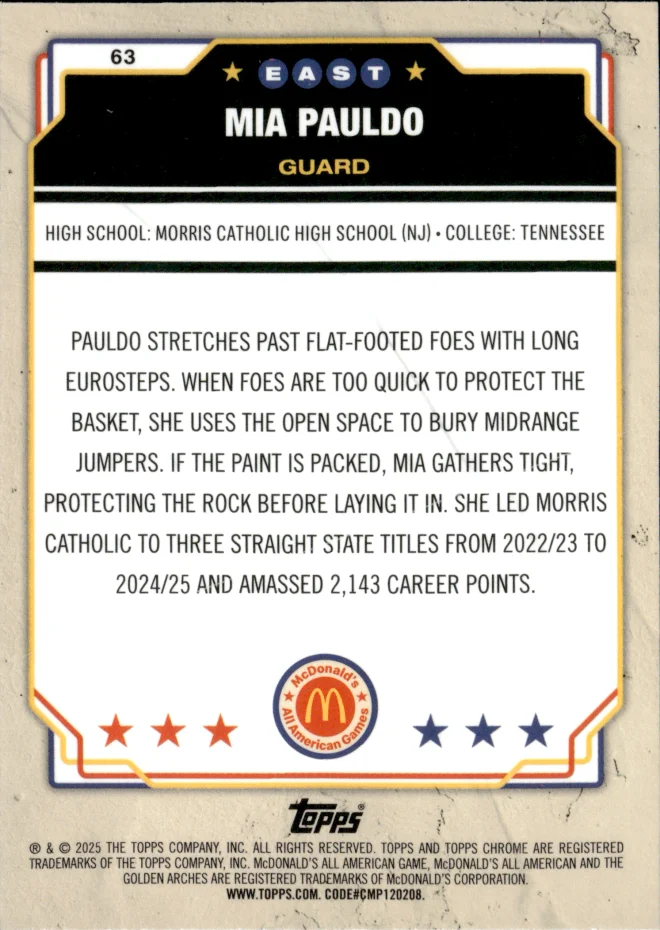 Mia Pauldo card back